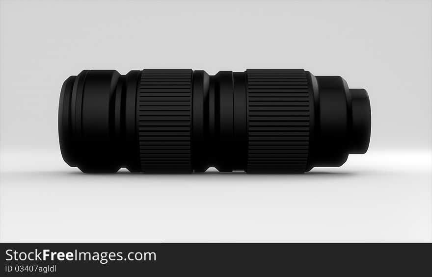 Black camera lens on white background. Black camera lens on white background