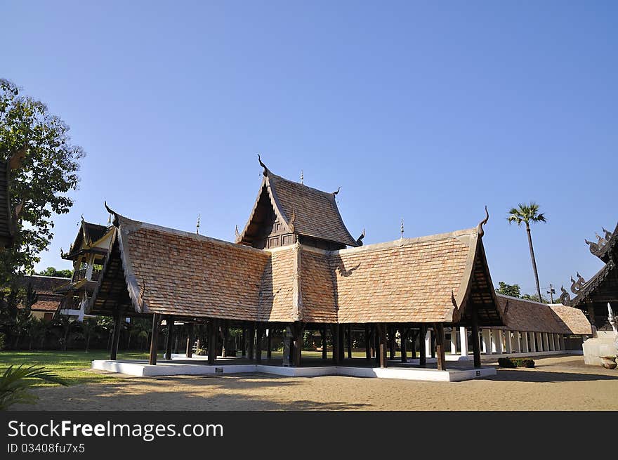 Thai Temple In The Ancient Hall.Thai Art