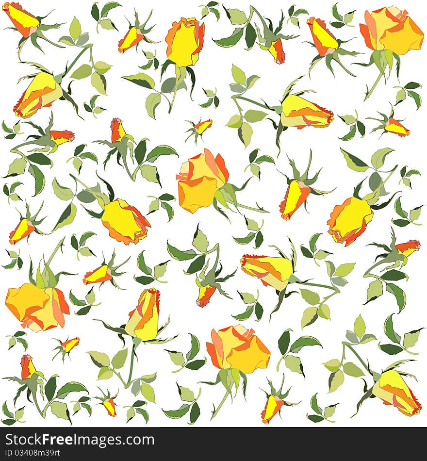 Retro Floral Background. Rose.