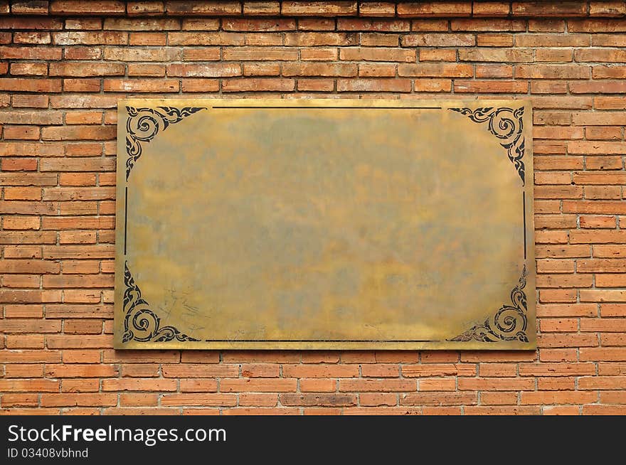 Frame Brass on brickwall