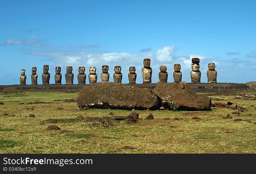 Moai in Rano Raraku, Easter Island, Chile. Moai in Rano Raraku, Easter Island, Chile.