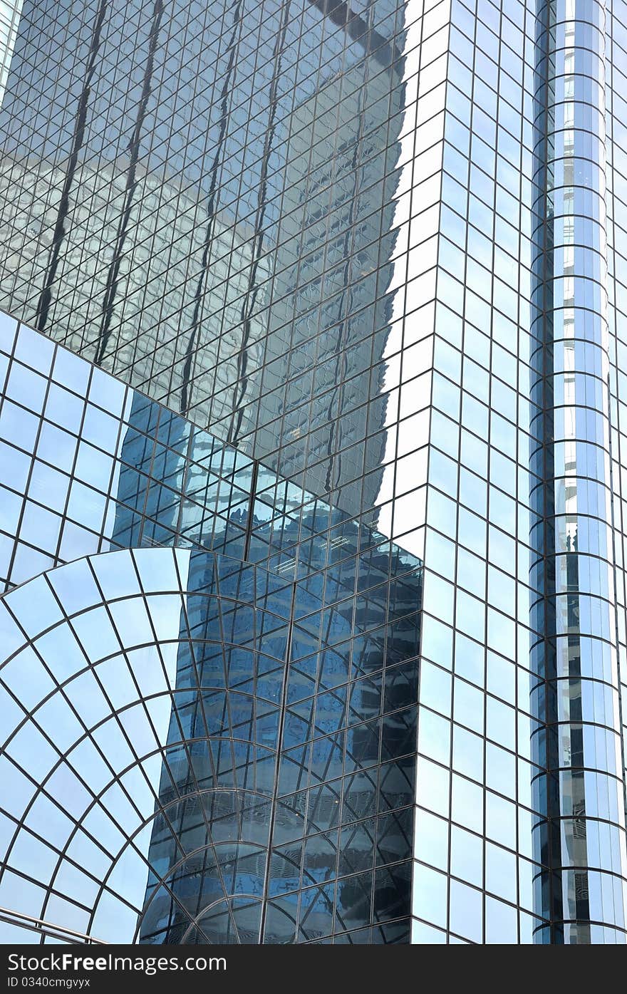 Glass wall of modern buildings