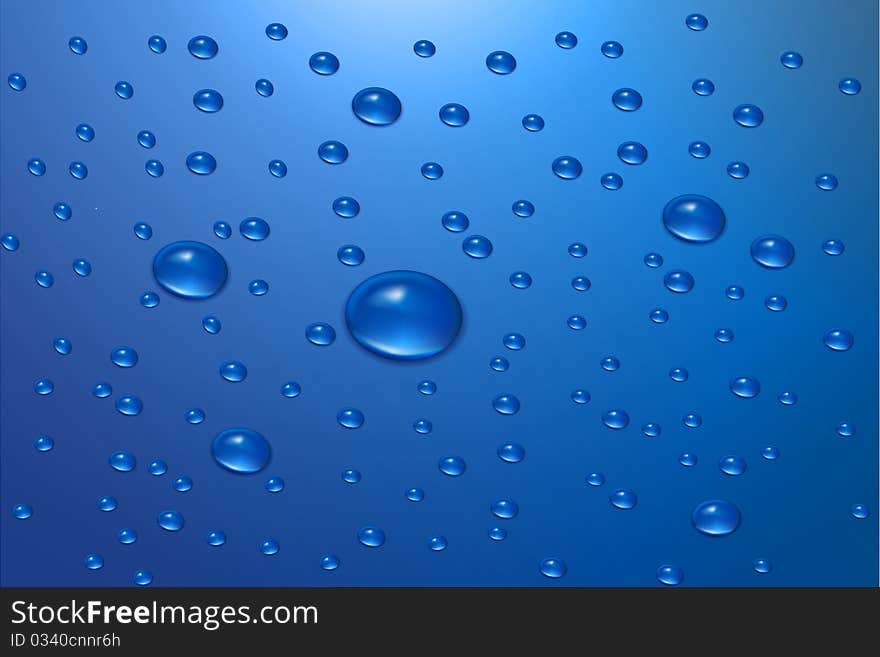 Illustration of water drops background on white background