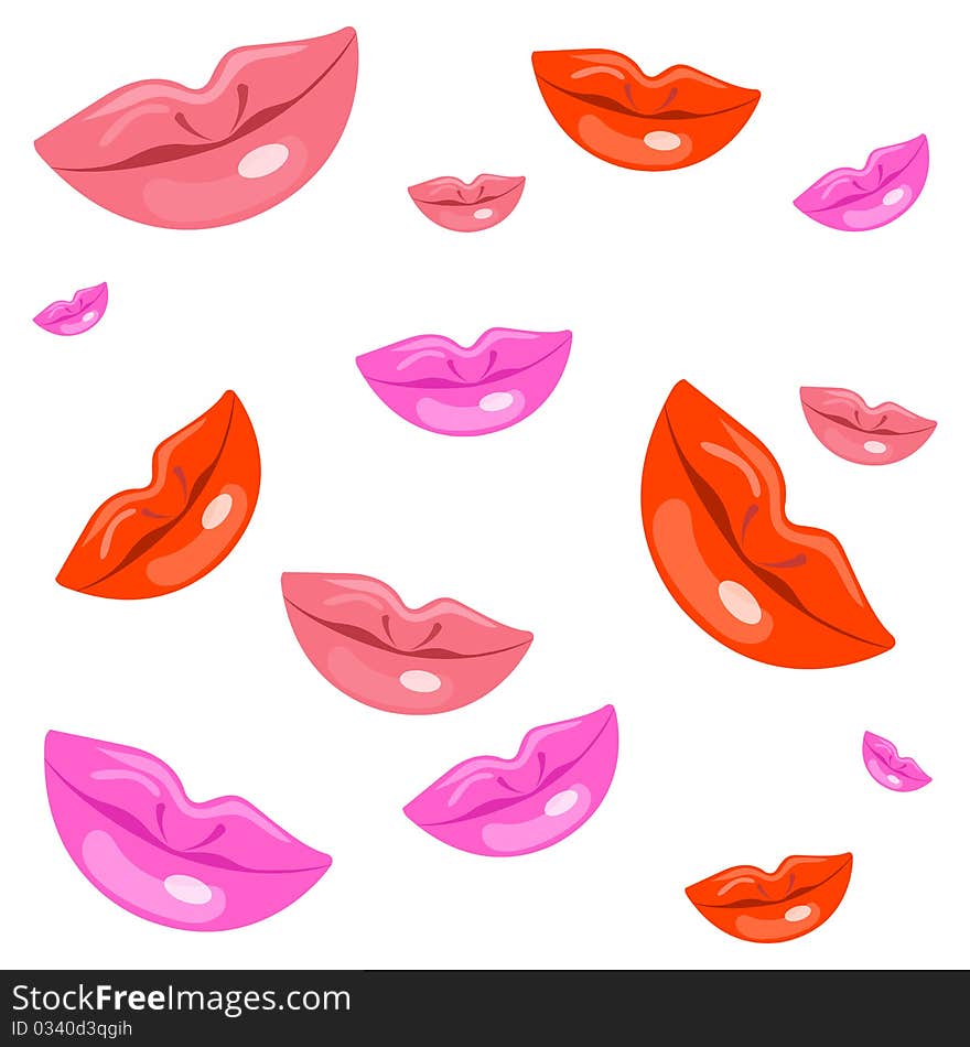 Illustration of lady lips on white background