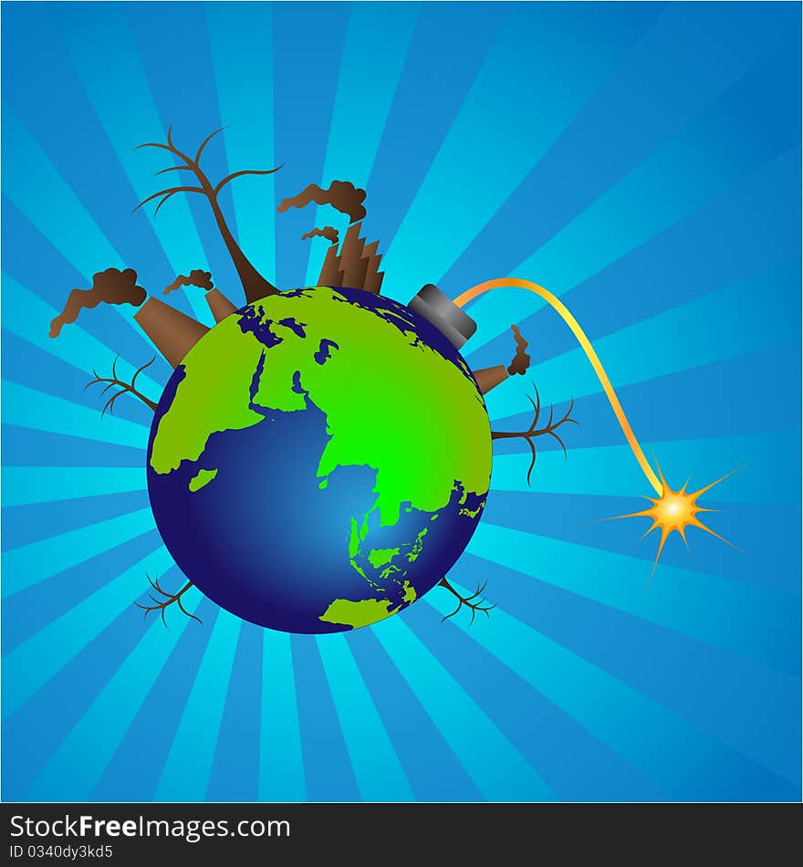 Illustration of global warming with isolated background