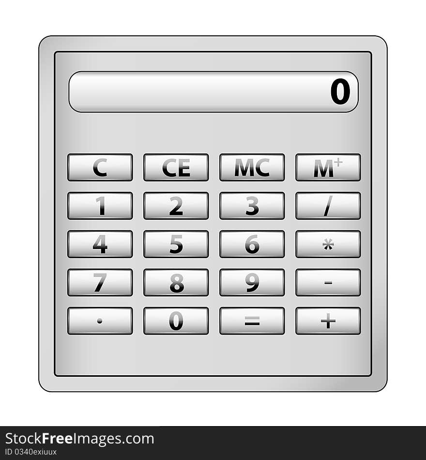 Illustration of calculator icon on white background