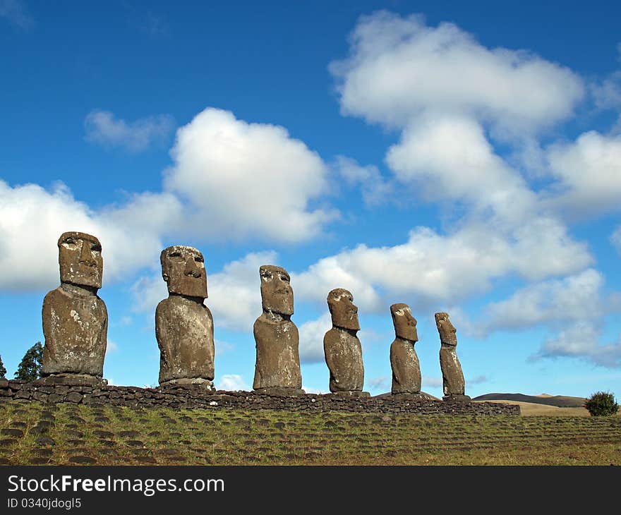 Moai in Rano Raraku, Easter Island, Chile. Moai in Rano Raraku, Easter Island, Chile.