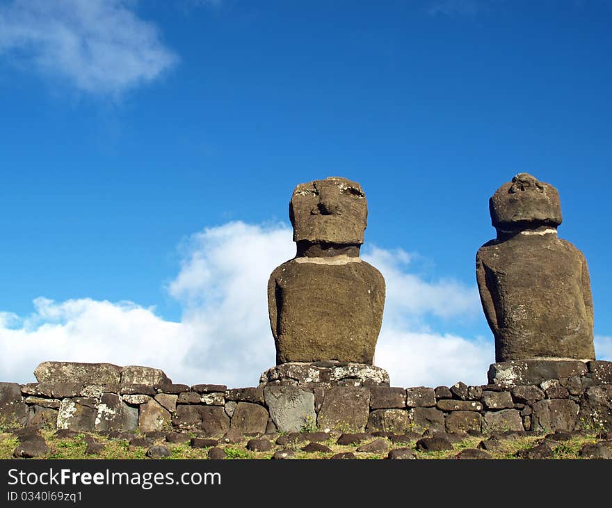 Moai in Rano Raraku, Easter Island, Chile. Moai in Rano Raraku, Easter Island, Chile.