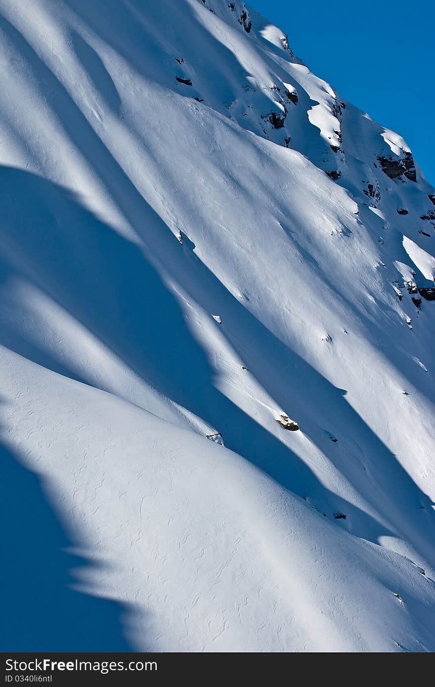 Caucasus mountains in winter, december