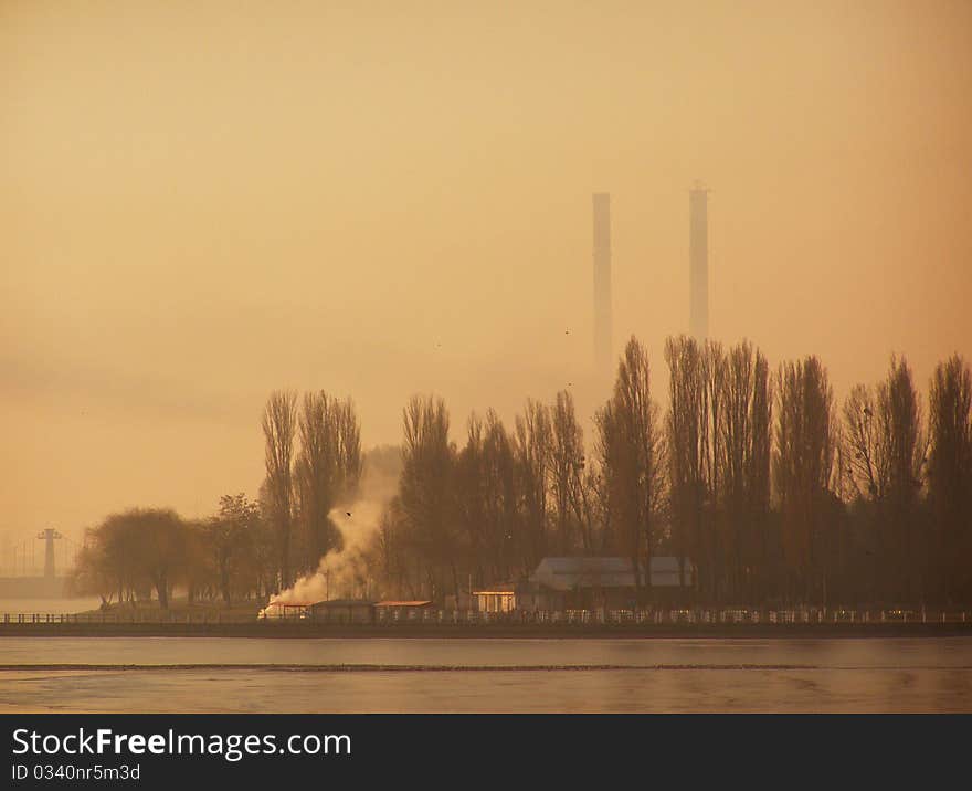 Bacau photographed city in the morning, when pollution levels are high. Bacau photographed city in the morning, when pollution levels are high