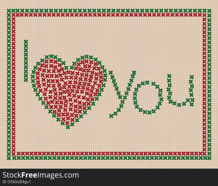 I love you card, abstract vector art illustration