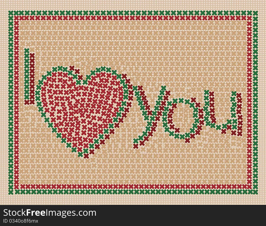 I love you design, abstract vector art illustration