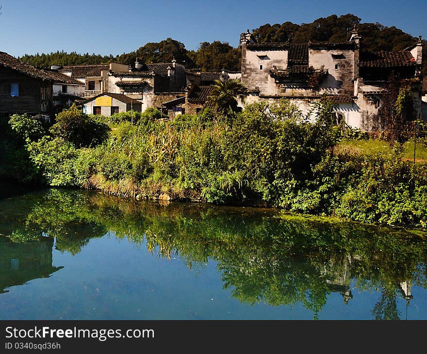 A peaceful old village, in Jiangxi Province China, beautiful river, the most beautiful village in china, hostoric houses, a village named Wuyuan. A peaceful old village, in Jiangxi Province China, beautiful river, the most beautiful village in china, hostoric houses, a village named Wuyuan