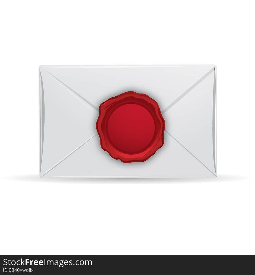 Illustration of letter with seal on white background