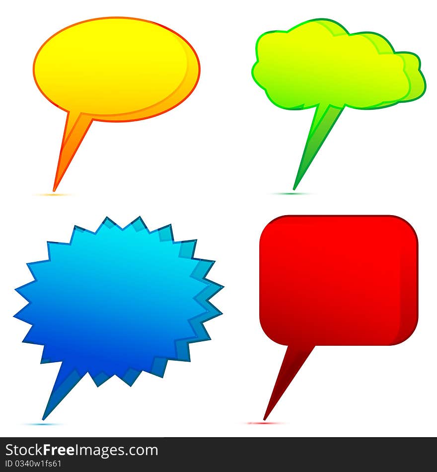 Illustration 0f different dialogue bubbles on white background