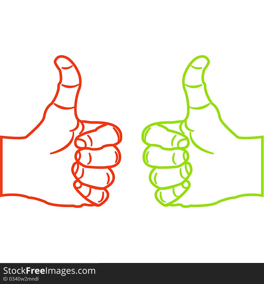 Illustration of thumbs up sketch on white background