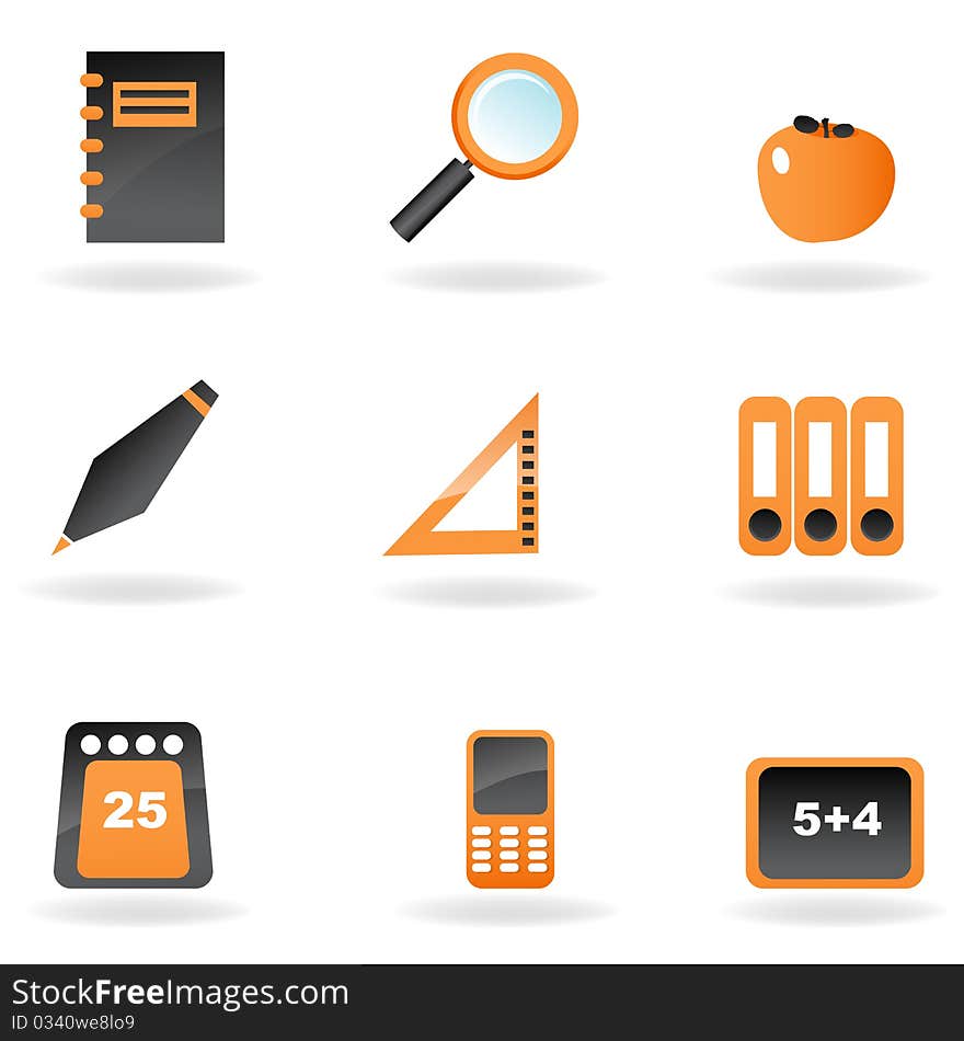 Illustration of study icons on white background