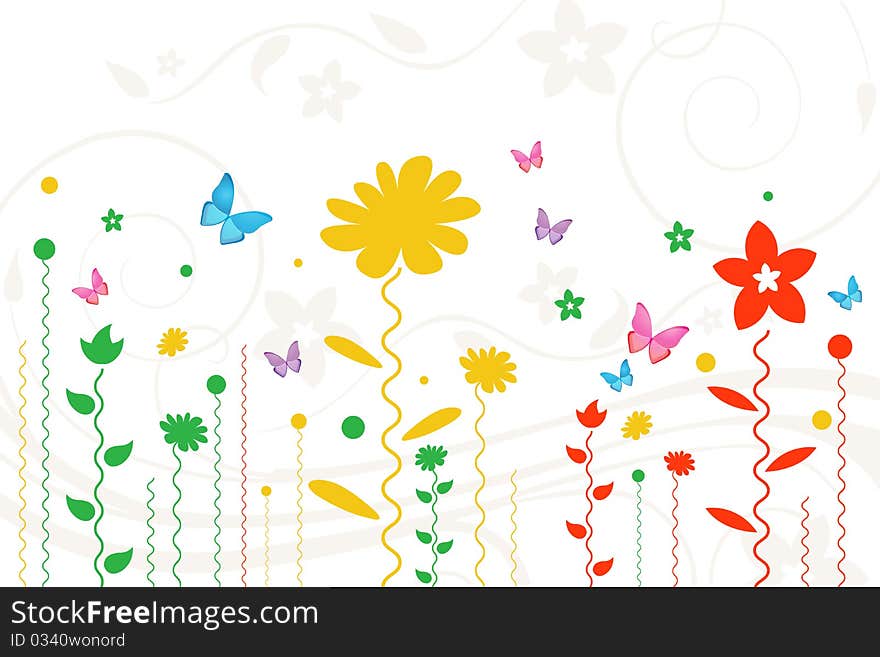 Illustration of simple floral card on white background