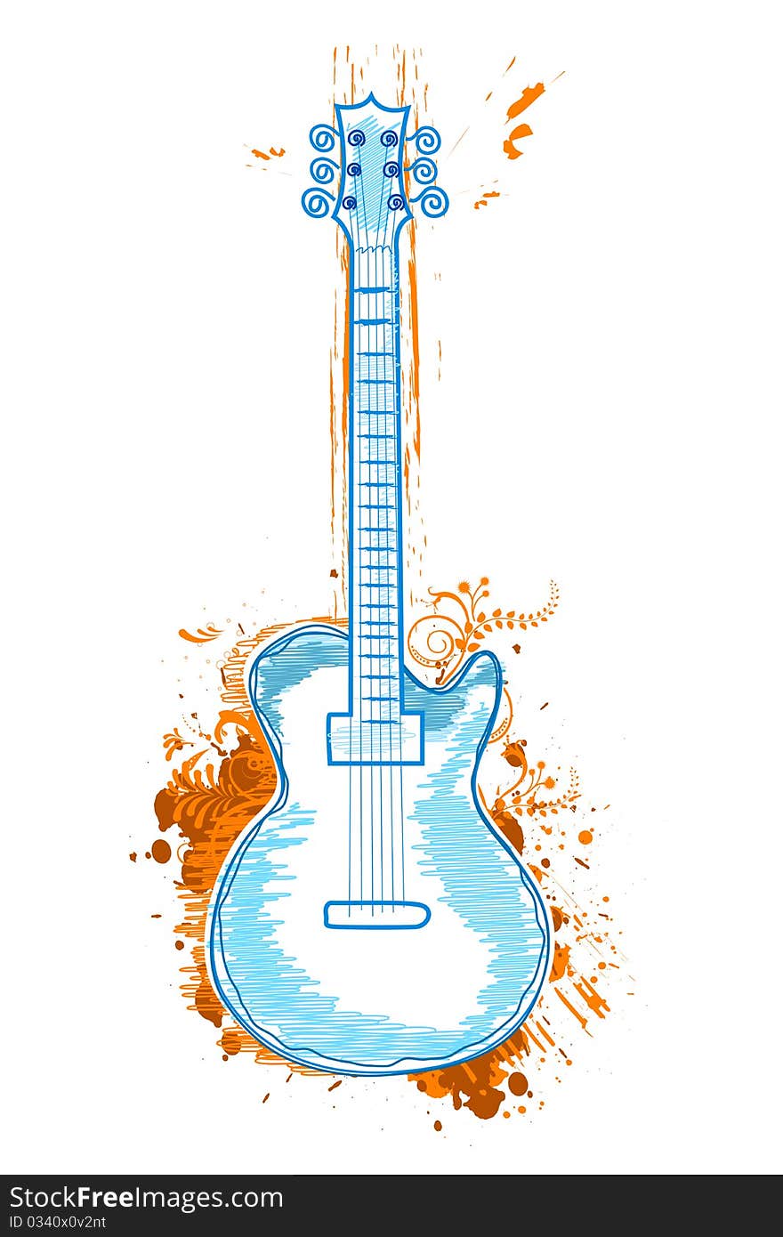 Illustration of guitar icon on white background