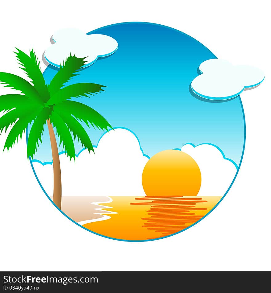 Illustration of beach background on isolated background