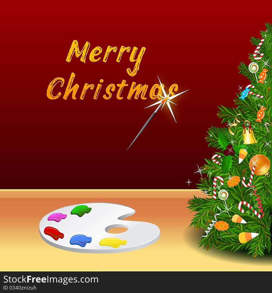 Merry Christmas Card With Color Plate