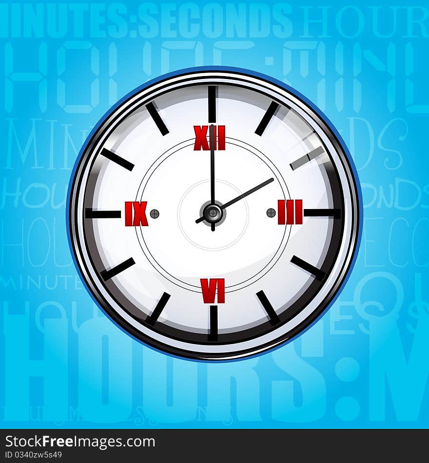 Illustration of clock with texture background