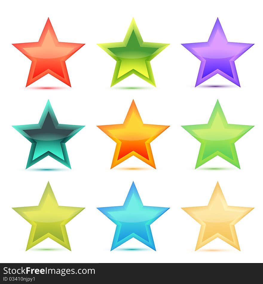 Illustration of colorful stars on white background