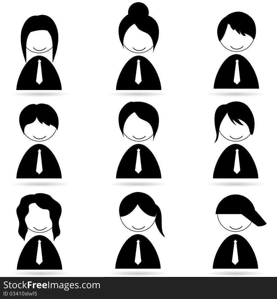 Illustration of different human icons on white background