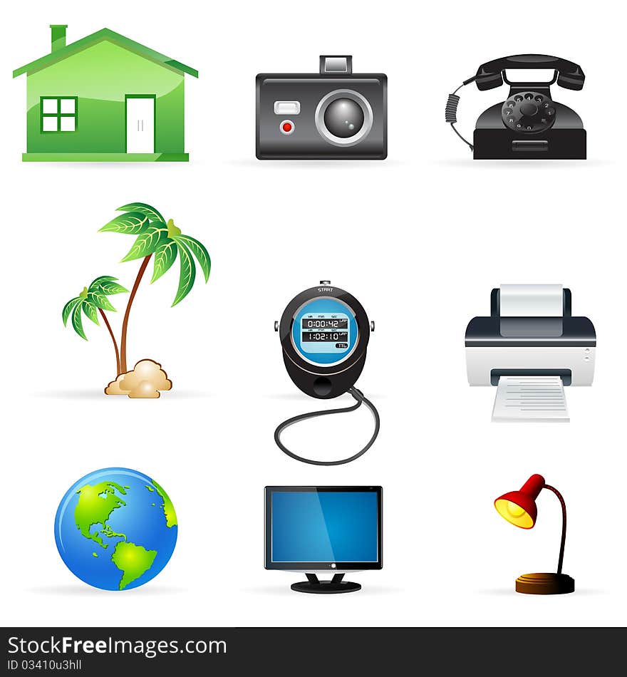 Illustration of communication icons on white background. Illustration of communication icons on white background