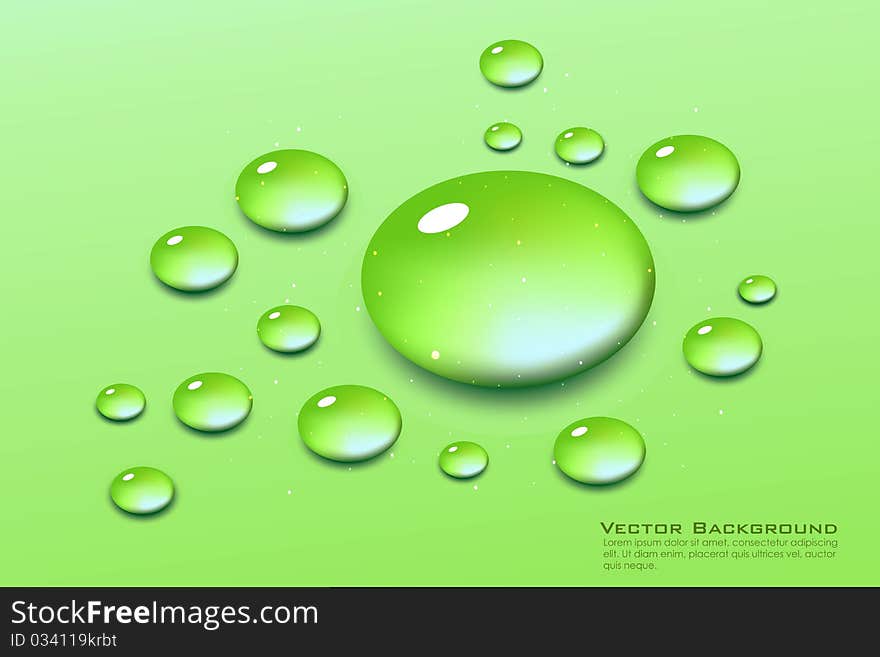 Illustration of water drops on white background