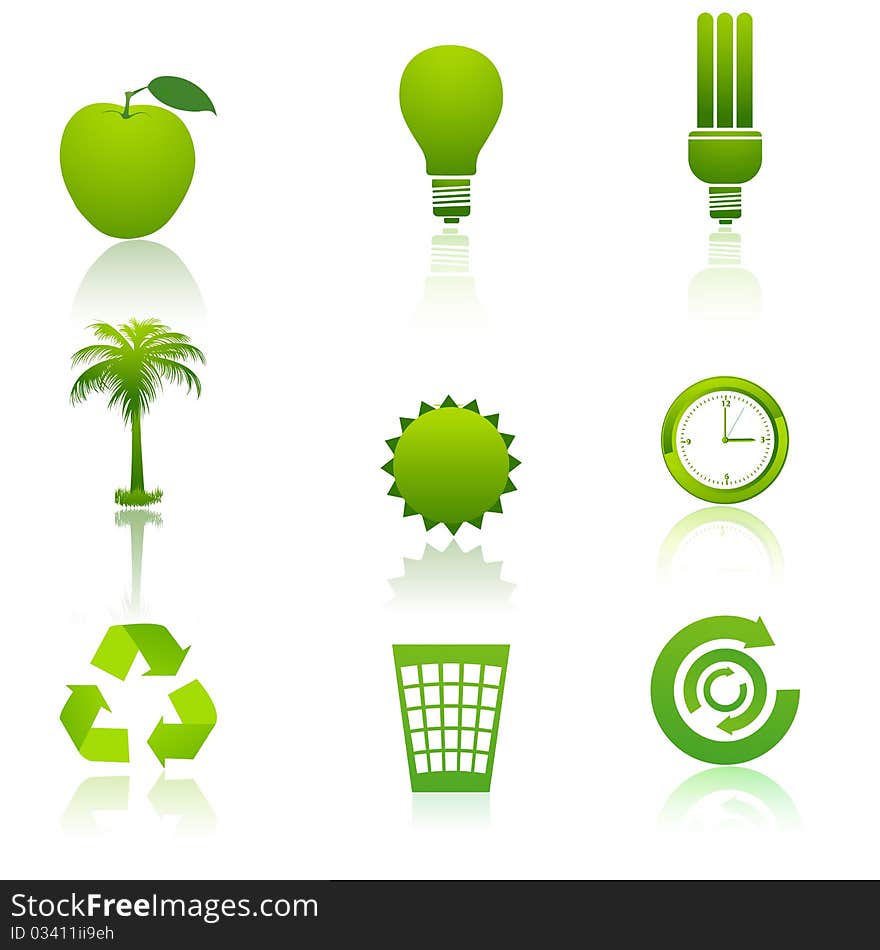 Illustration of recycle icons on white background