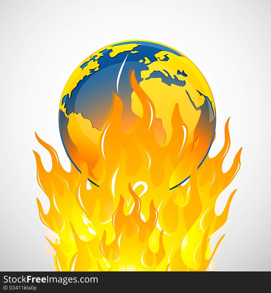 Illustration of global warming on isolated background