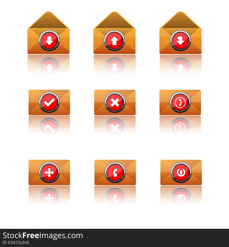 Illustration of communication icons on white background