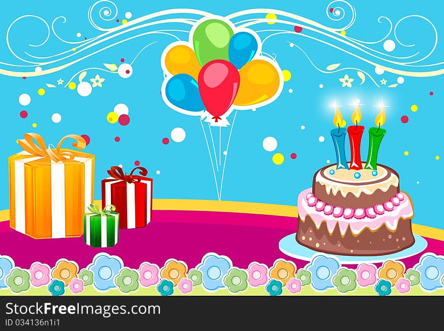 Illustration of abstract birthday card on white background