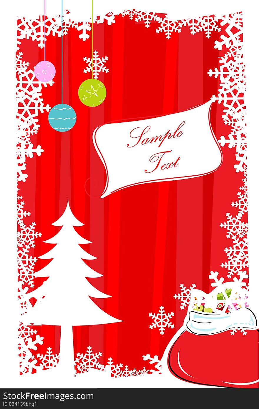 Illustration of abstract merry christmas card on white background