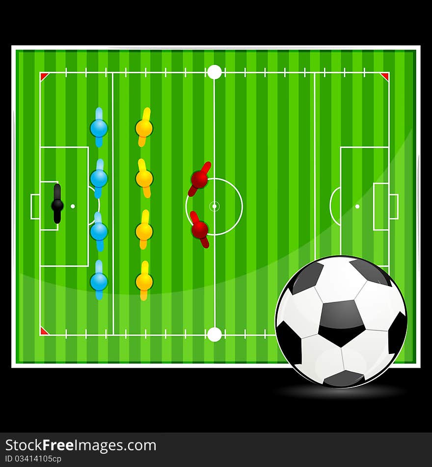 Illustration of soccer ball with ground display