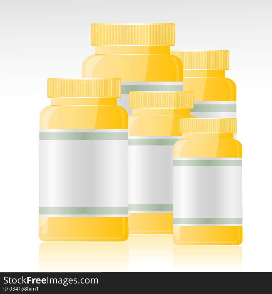 Illustration of abstract bottles on white background