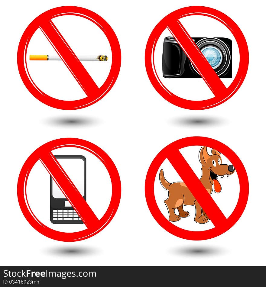 Illustration of warning icons on white background