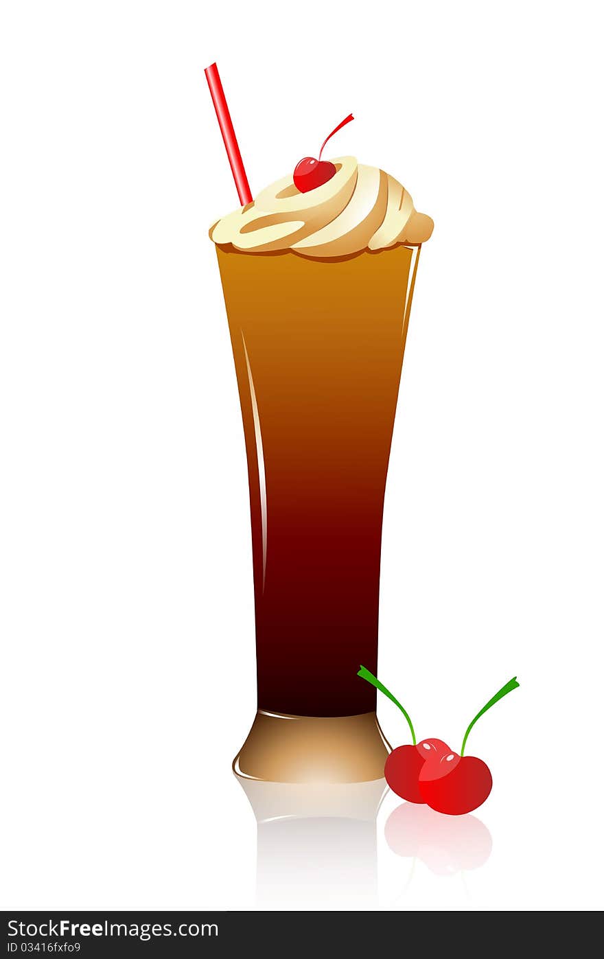 Illustration of ice cream glass on white background