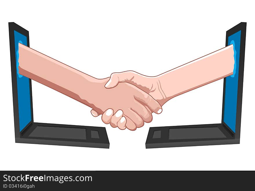 Illustration of business deal on white background