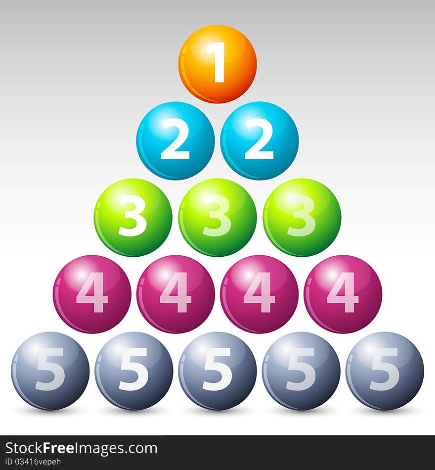 Illustration of colorful number balls on white background