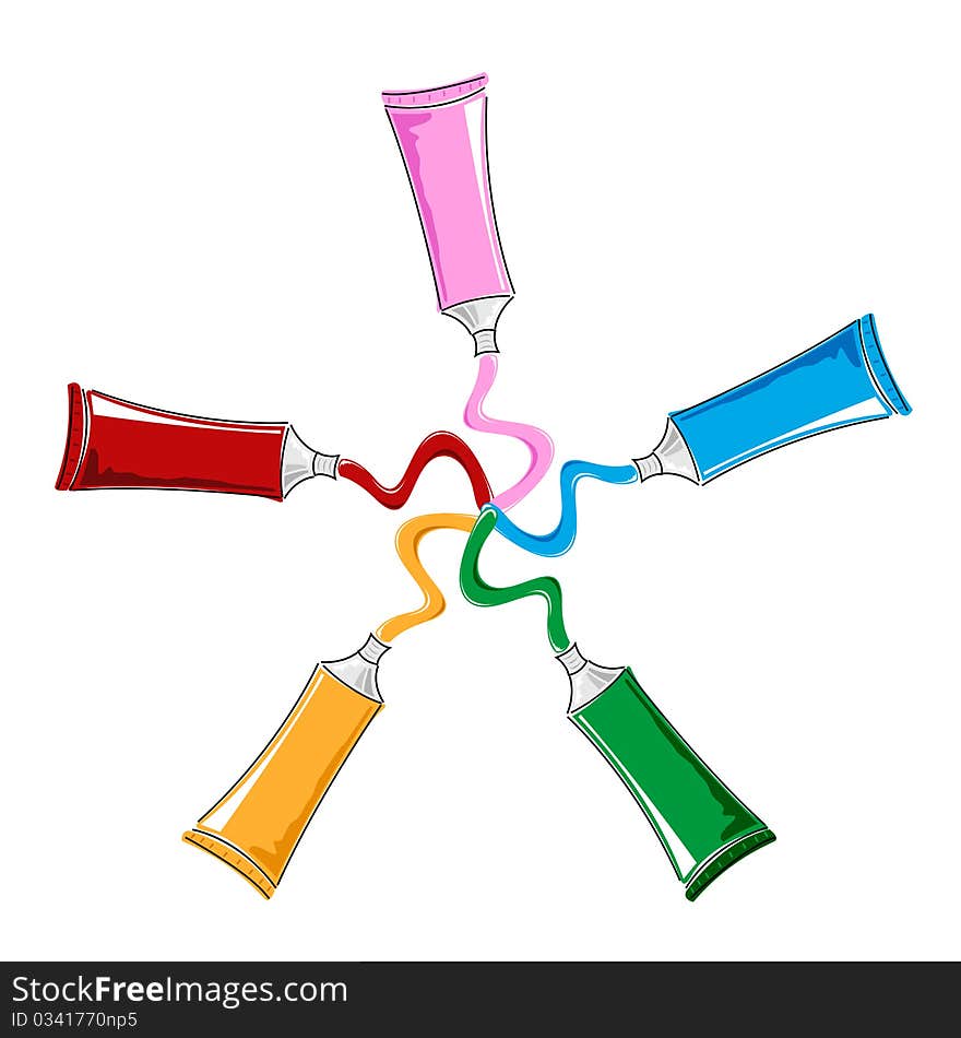 Illustration of color tubes on isolated background