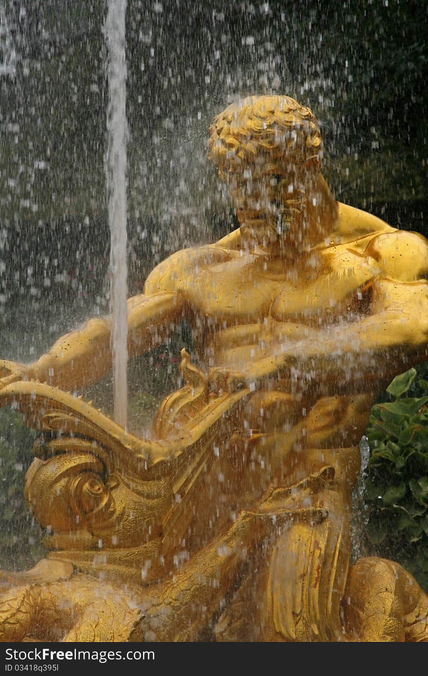 Fountain in Peterhof. Golden statue of Samson with a dragon. Fountain in Peterhof. Golden statue of Samson with a dragon.