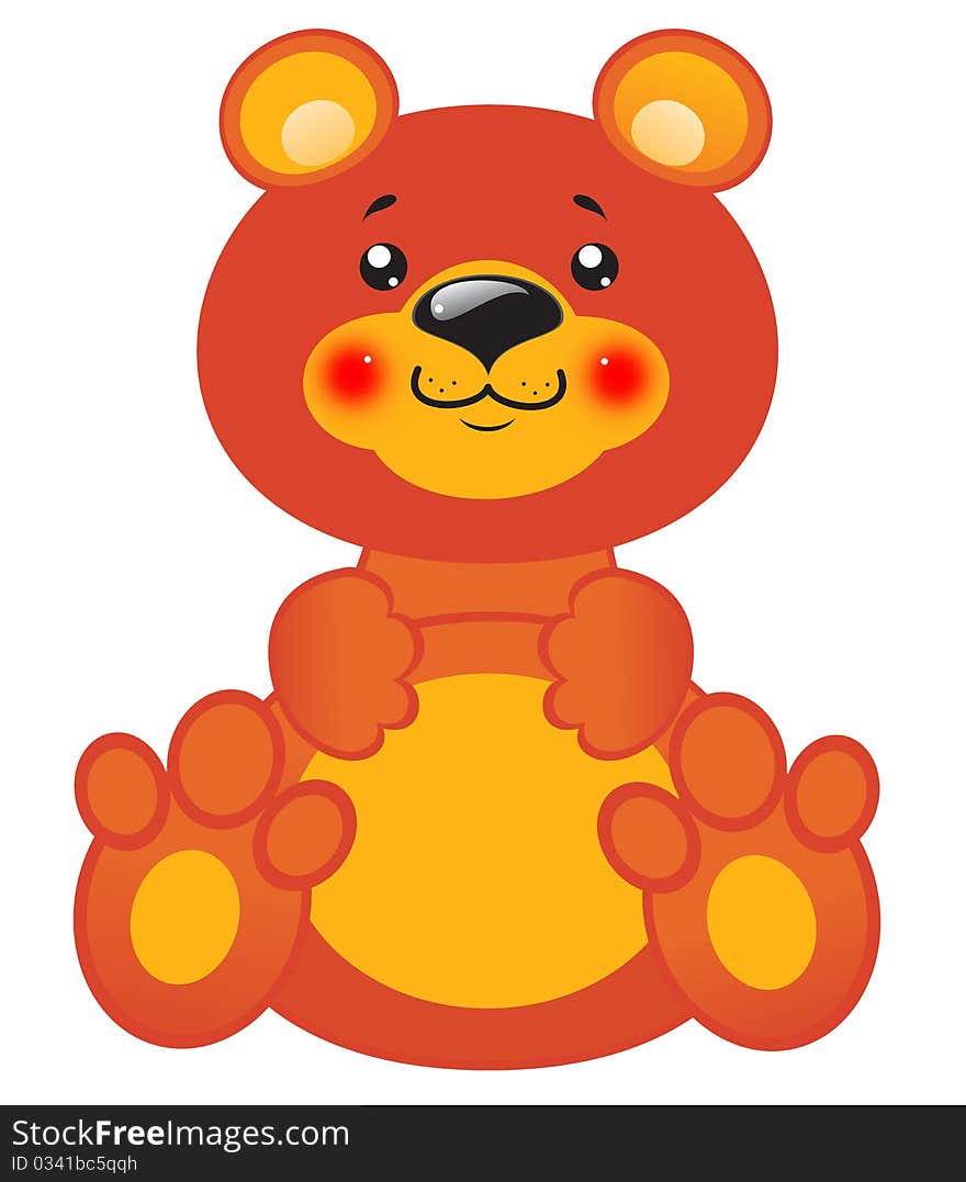 Brown toy bear on white background, isolated.