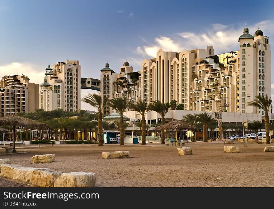 View On The Beach And Resort Hotels In Eilat City