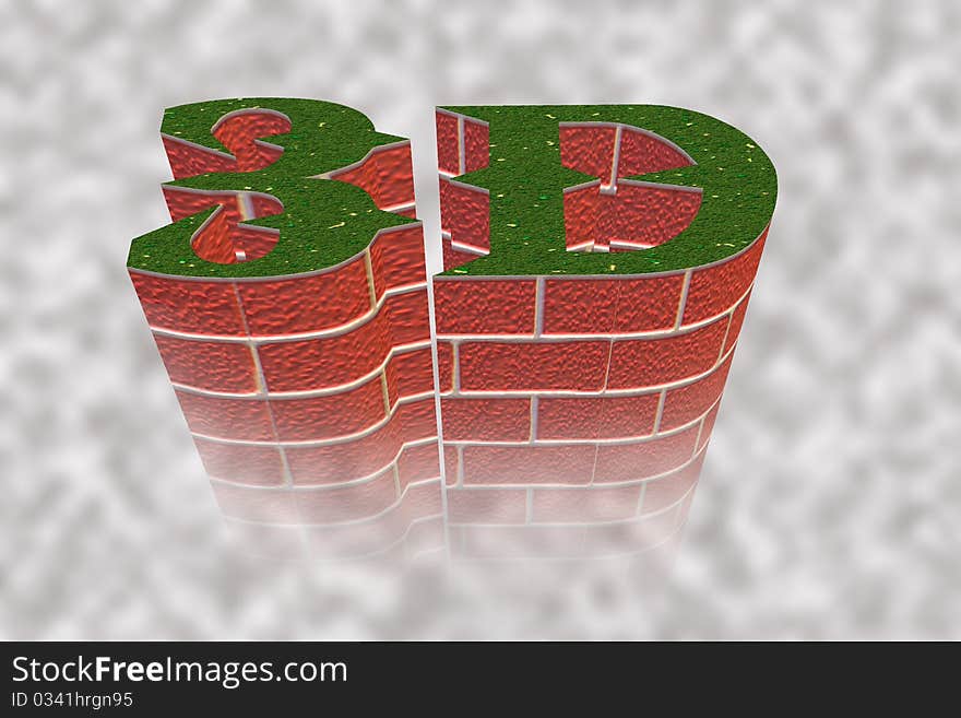 Rising up 3d brick wall. Rising up 3d brick wall