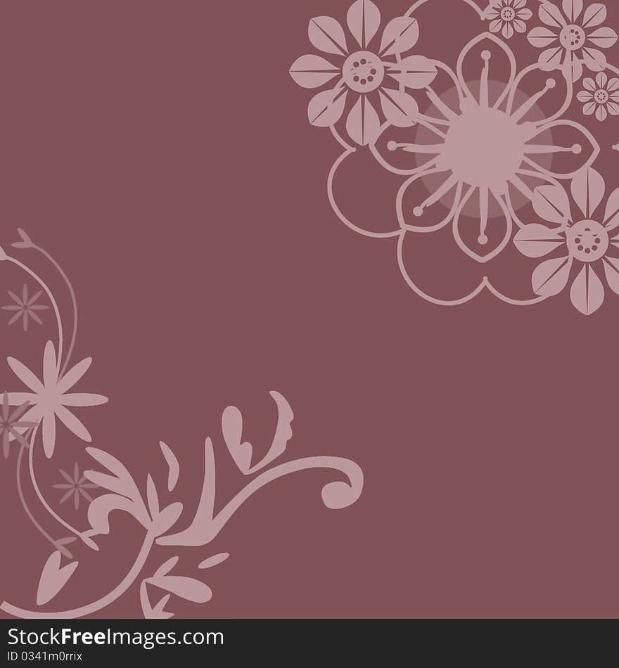 Floral background with beautiful flowers ad brush strokes