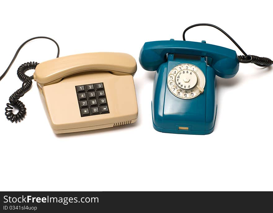 Two old phone on a white background. Two old phone on a white background.