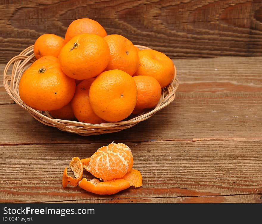 Ripe tangerine fruits in basket