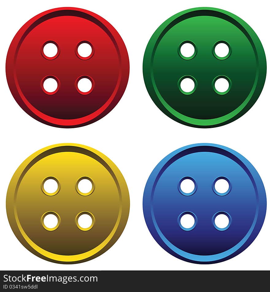 Four color studs on a white background